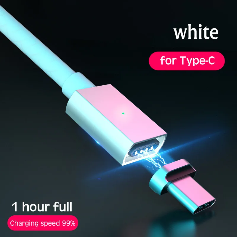 2 м Магнитный QC3.0 Магнитный USB кабель для iPhone samsung huawei Android мобильный телефон Быстрая зарядка USB кабель Тип C Магнитный кабель - Цвет: White Type-C