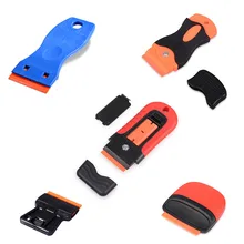 2 скребок+ 100 шт Пластиковые лезвия для бритвы с двойной окантовкой, скребок для очистки стекла, углеродное волокно, обертывание, автомобильная пленка, стикер, скребок