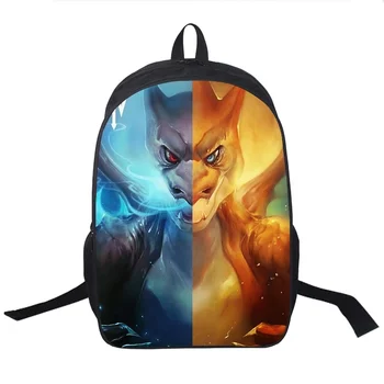 

Children Boys Girls Pokemon Mega Charizard Split School Bags Surprise Gift School Backpack for Teenagers casual Rucksack