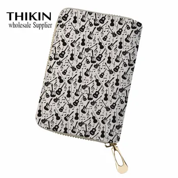 

THIKIN Cartoon Guitar Pattern Women Credit Business Card Holder Students Bus Card Protector Cover Ladies Wallet for Credit Cards