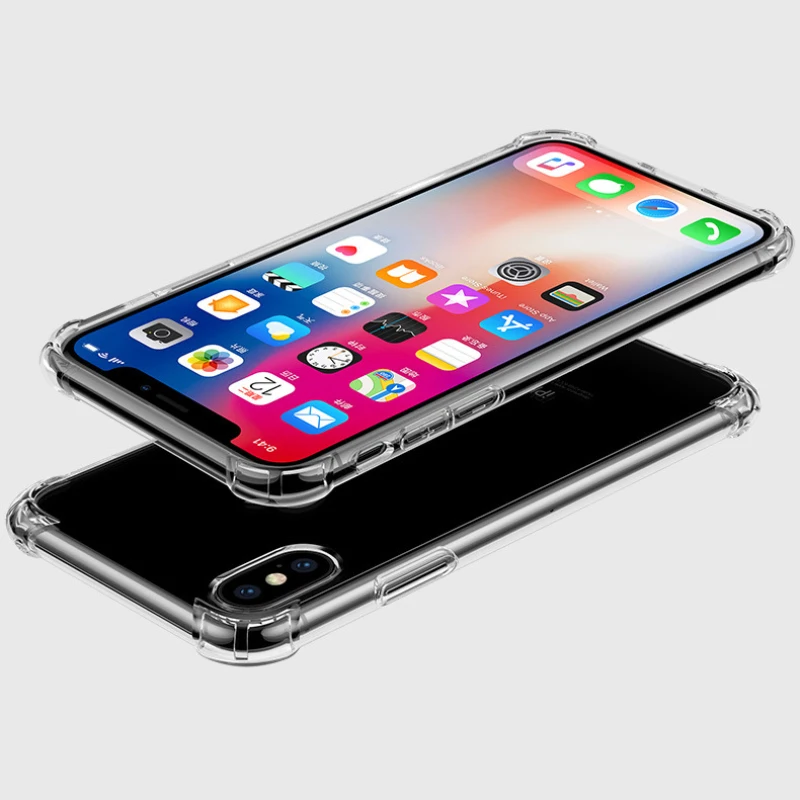 Противоударный чехол-подушка безопасности для iphone 11 Rro Max Xr Xs X+ 7 8 6 6S Plus мягкие прозрачные чехлы для задней защиты