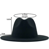 gray red Patchwork Wool Felt Jazz Fedora Hat Women Unisex Wide Brim Panama Party Trilby Cowboy Cap Men Gentleman Wedding Hat XL 3