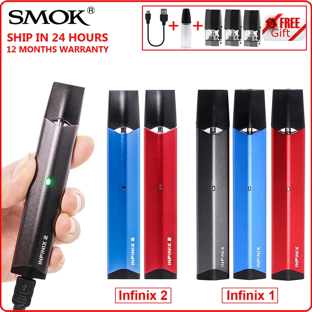 Набор SMOK Infinix 1 2, электронная сигарета, вейп-ручка, аккумулятор 450 мАч, 2 мл, Pods, катушка, мини-палка, электронная сигарета VS NORD Fit Novo