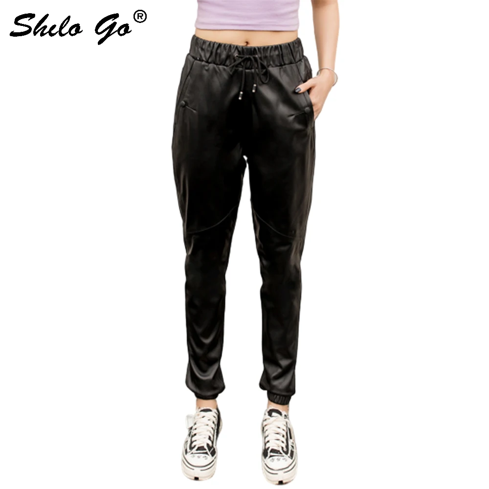 Echt Lederen Broek Casual Koord Taille Solid Schapenvacht Harembroek Vrouwen Herfst Winter Highstreet Pocket Side Broek Echt Lederen Broek Casual Koord Taille Solid Schapenvacht Harembroek Vrouwen Herfst Winter Highstreet Pocket Side Broek