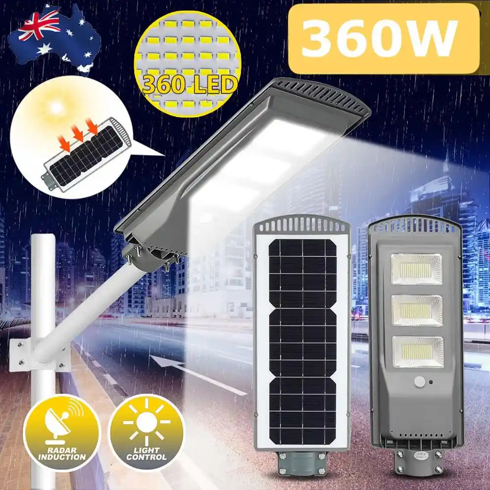 lampara de pared resistente al agua ip66 120w 240w 360w farola solar led sensor de movimiento pir control de luz iluminacion al aire libre