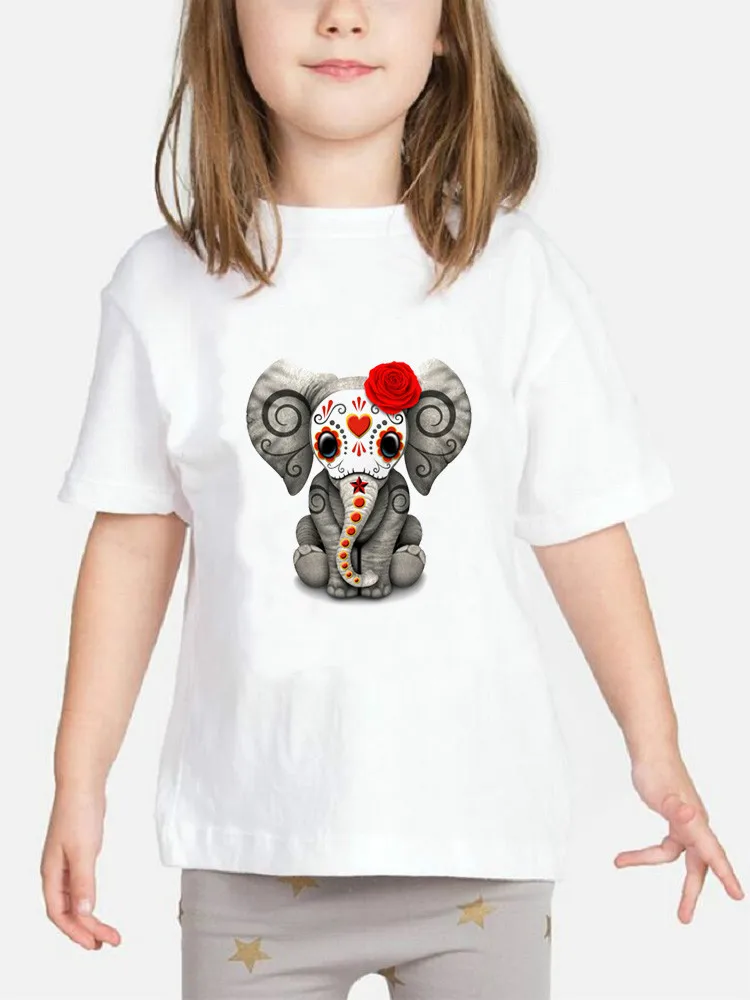 Детские футболки Red Day of the Dead Sugar Skull Baby Elephant модные для девочек забавные детские