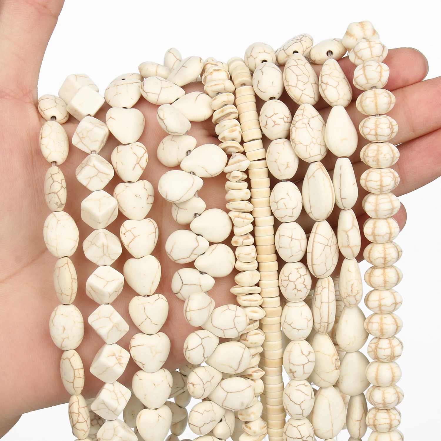 

Разнообразные бусины из натурального камня Howlite, бирюзовые сердца, Нестандартные Свободные Круглые бусины, бриллиантовые браслеты ручной работы