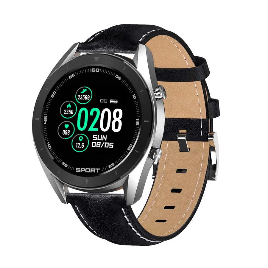 leather black silver DT99, деловые мужские спортивные Смарт-часы, пульсометр, кровяное давление, монитор SPO2, ЭКГ, Смарт-часы, водонепроницаемые, ip68, для Xiaomi, huawei, IOS - Цвет: leather black silver