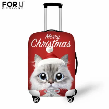 

FORUDESIGNS Merry Christmas Print Elastic Luggage Protective Cover Suit for 18-32 Inch Trolley Case Covers Travel Accessories