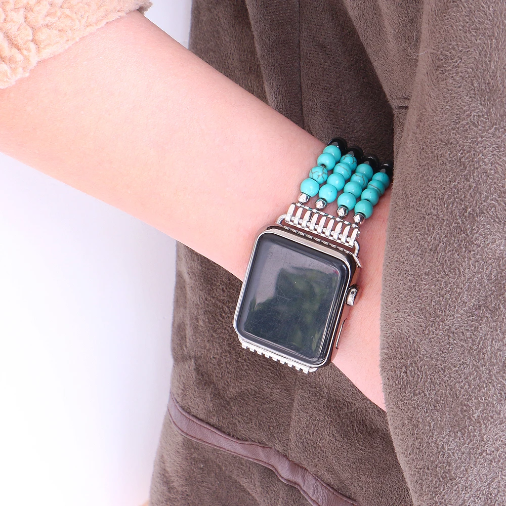 Ремешок для часов Lureen эластичный с бирюзовым камнем Apple Watch 38 мм 42 ремешок iWatch