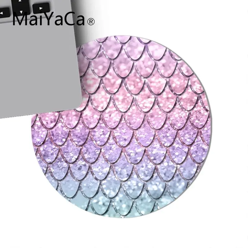 MaiYaCa розовый и синий акварельный Модный Блестящий Русалочка весы компьютерные игровые круглые коврики компьютерный Настольный коврик для игр