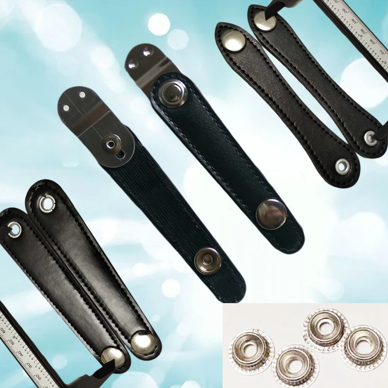 Black Leather Multi Model Bellows With Metal Extension Film 4-BUCKLE For Accordion With Rivet Button Processing Tool accordion bellows accessories