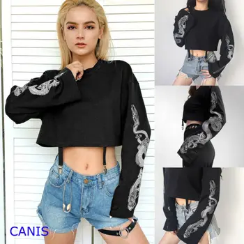 

2019 Tracksuit Women Fashion Long Sleeve Sweatshirt Ladies Casual Jumper Crop Top Printing Pullover Tops Streewear hot