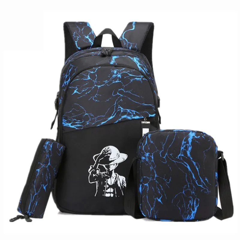 

3Pcs/Set Waterproof Luminous School Bags Backpack For Teenagers Boys Girls Book Bag New Travel Satchel Knapsack Mochila Escolar