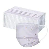 10/30/50PCS Adult Disposable Mask 4 Layer Nonwove Net Yarn Flowers mascarilla Protective Printing Masks Breathable Masque mask 2