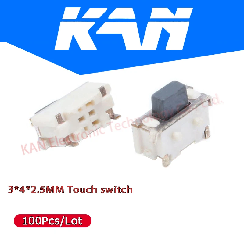 100PCS 2x4x3.5mm 2*4*3.5mm Touch Switch SMD MP3 MP4 MP5 Tablet PC Power Tactile Tact Push Button Micro | Электронные компоненты