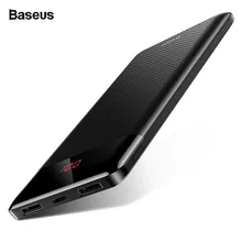 Baseus 10000 mAh Power Bank Schlank USB Power 10000 mAh Poverbank Tragbare Telefon Externe Batterie Ladegerät Für Xiao mi mi 3 iPhone(China)