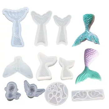 

1 Set Beauty Angel Fish Tail Liquid UV Resin Silicone Mold Epoxy Resin for Jewelry Making DIY Resin Moldes Craft Tools