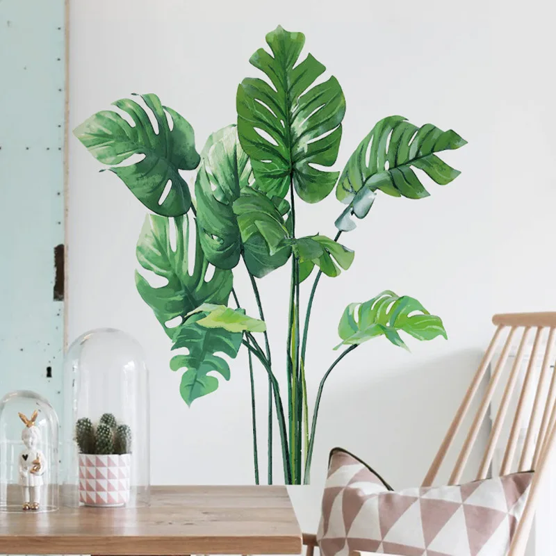 TropicalplantswalldecorationslivingroomGreenLeafWallDecalsfor