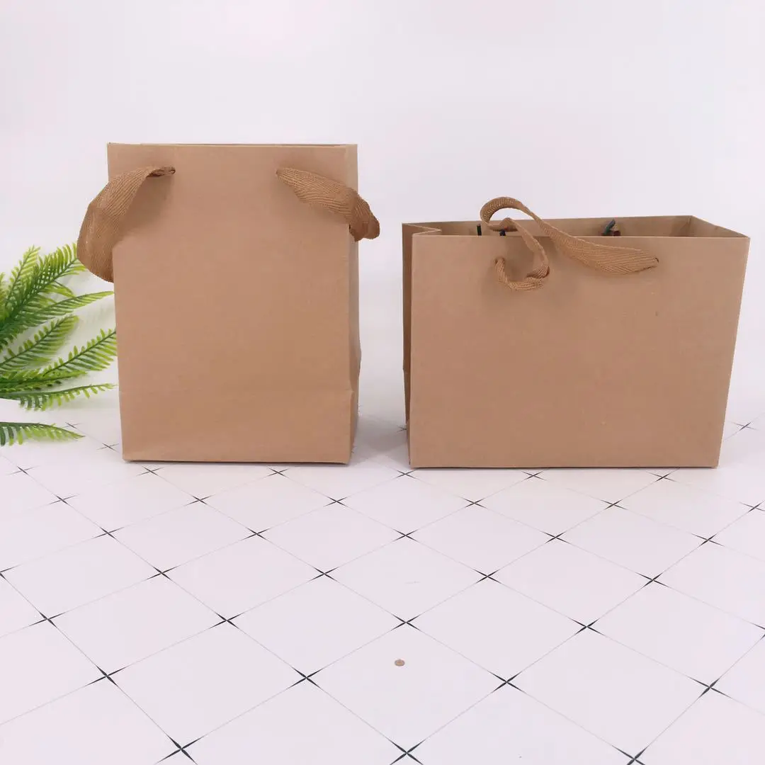 Крафт-бумага переносная бумажная сумка бумажные пакеты для упаковки пустой ручной бумажный мешок 33X25 X 12AB