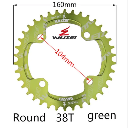 Einzigen geschwindigkeit система Breite kettenblatt 104 BCD RUNDE 32t 34t 36t 38t MTB 11 s 10 s 9 s 1*11 Kurbel Kettenblatt кольцо - Цвет: Round 38T green
