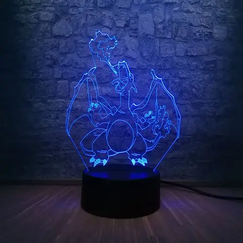 Игра Покемон го Пикачу Рисунок Пикачу Сквиртл Бульбазавр 3D красочный детский ночник для детей для обучения декор комнаты атмосфера лавы - Испускаемый цвет: Black base 1