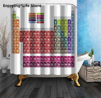 

Periodic Table Shower Curtain Waterproof Fabric Shower Curtain Bathroom Decoration 72 x 72 with 12 Hooks