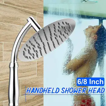 

6/8 Inch Round Stainless Steel Chrome Rain Shower Head Rainfall Bathroom Top Sprayer High Pressure Water Saving
