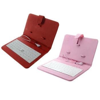 

HOT-2 Pcs Universal Wired Keyboard Flip Holster for Android Phone 4.2 inch -6.8 inch, Pink & Red