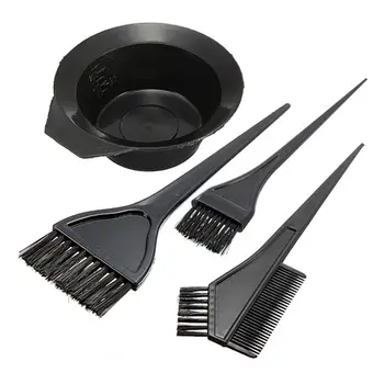 

4pcs/set Black Plastic Hair Color Coloring Dye Combs Mixing Bowl Brushes Set Barber Salon Tint Hairdressing Styling DIY Tools