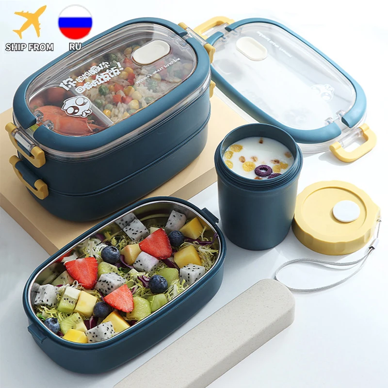 Stainless Steel Insulated Lunch Box Student School Multi-Layer Lunch Box Tableware Bento Food Container Storage Breakfast Boxes 1