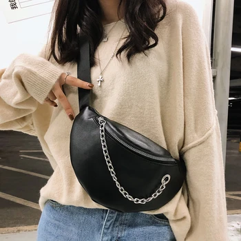 

Fashion Women Messenger Belt Bags Litchi pattern Waist Bags Girl Travel Small Chain Chest Pack Bolsas Ladies Mini Shoulder Bag