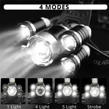 

Most Powerful LED Headlight headlamp 5LED T6 Head Lamp Power Flashlight Torch head light 18650 battery Best For Camping, fishing