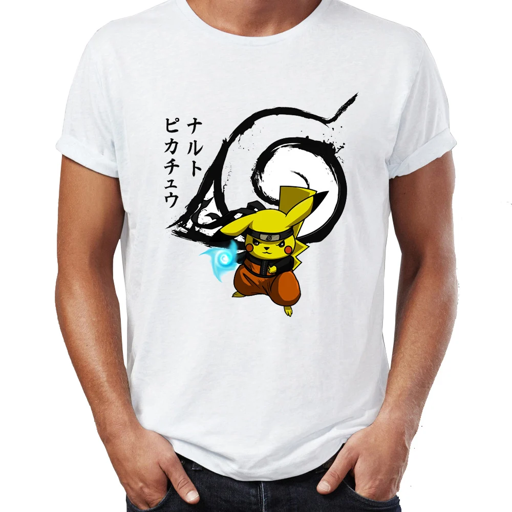 Для мужчин футболка для мальчиков с Пикачу для детей от Mashup с Наруто гей Какаси из аниме «Токийский Гуль "Повелитель стихий" вычурные Потрясающие иллюстрации печатных футболка