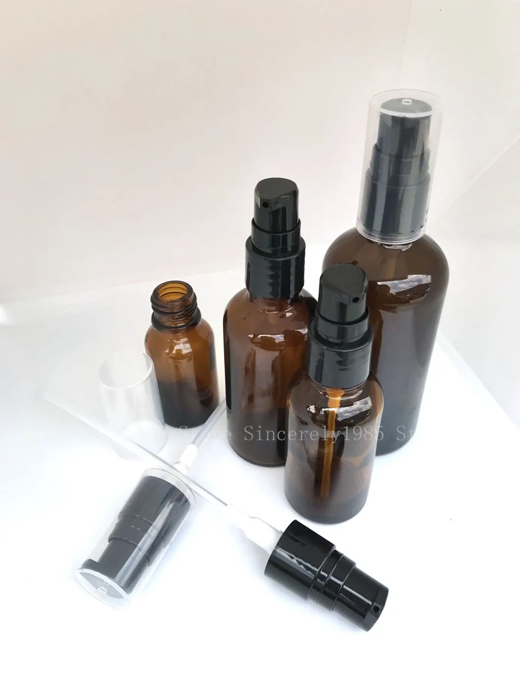 10 pieces 5ml 10ml 15ml 20ml 30ml 50ml 100ML Brown Glass Pump Bottle Lotion Pump Bottle brown portable Refillable Travel bottle