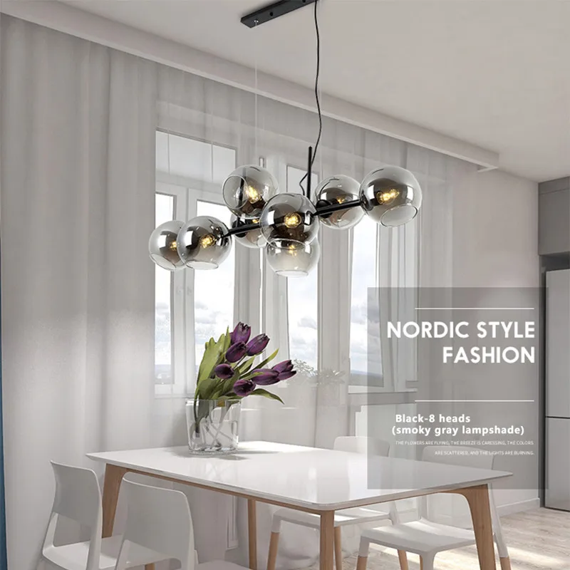 Gold/Black Pendant Lamp for Dining Room Chandelier the Kitchen Decorate Hanging Glass Bubbles Light Fixtures E27 Bulb | Лампы и