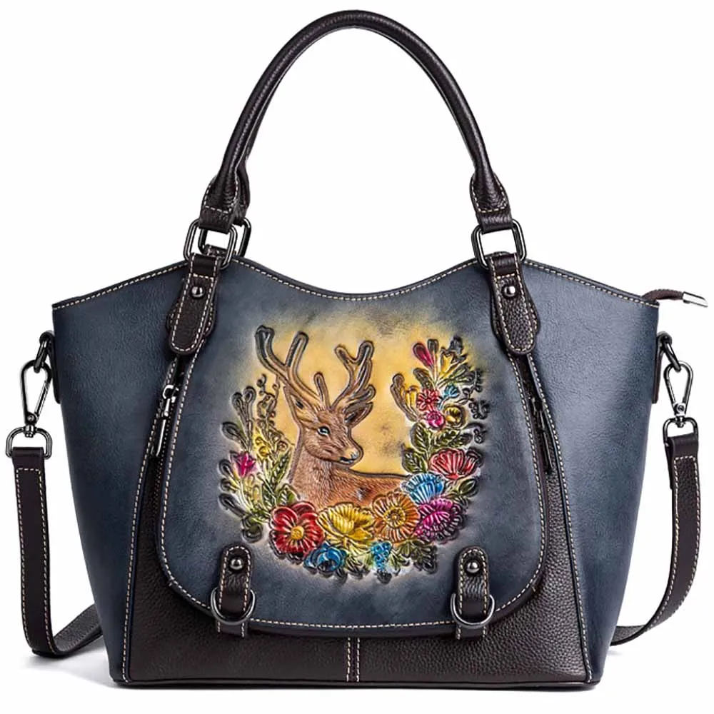 Genuine Leather Tote Handbags For Women Female Brand Design Animal Printed Shoulder Bags Ladies Fashion Retro Crossbody Bag New