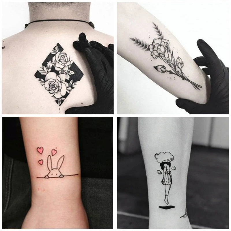 3pcs Waterproof Temporary Sticker Geometric Planet Cat Tattoo Black Rose Tattoos Body Arm Men Fake Tattoos Chains Temporary Tattoos Aliexpress