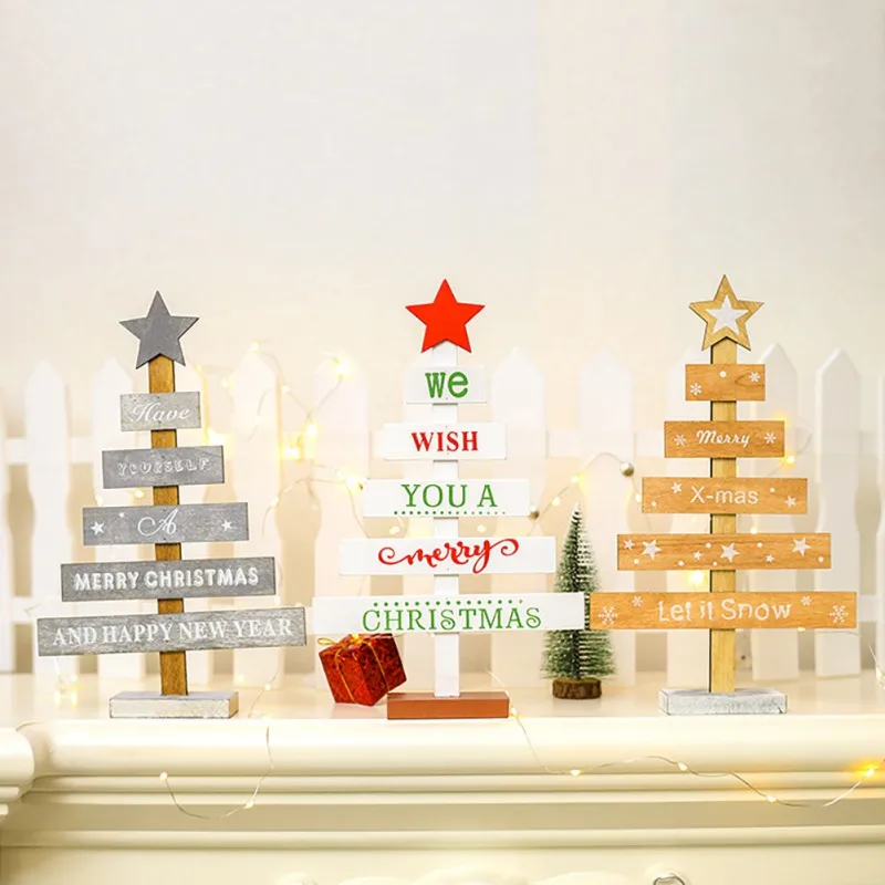 

Christmas Pendant Drop Ornaments Wooden Desktop Mini Christmas Tree Mini Ornament