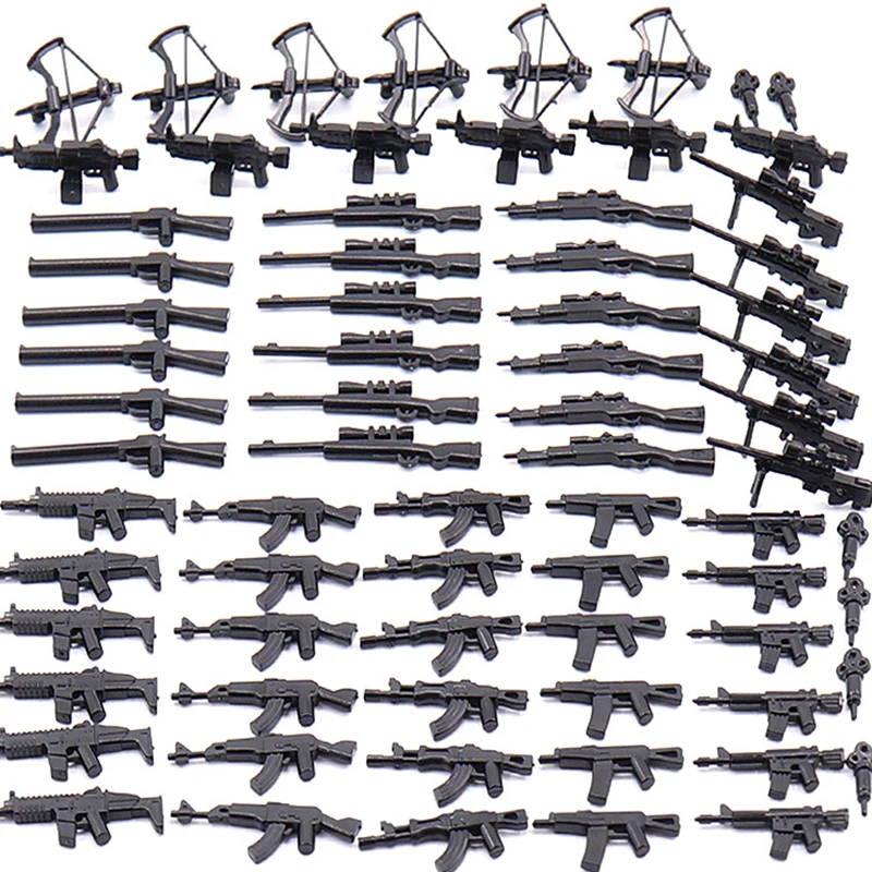 25/50/100Pcs Military Weapons SWAT Gun Cannon Soldier Army Police Hat Building Blocks Figure Accessories Model Bricks DIY Toy 5
