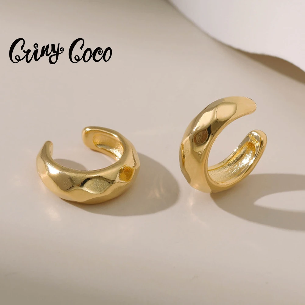 Cring Coco Earring Women Rhombus Glossy Vintage Clips Golden French