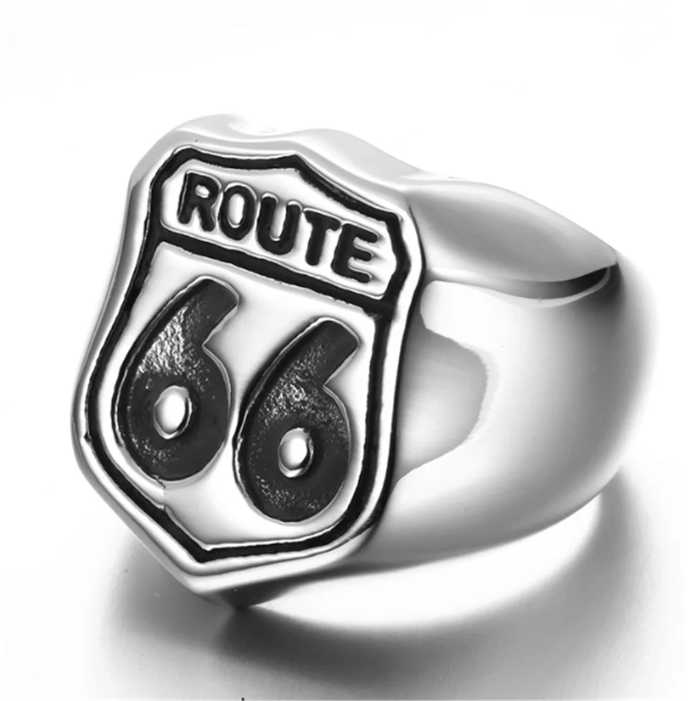 Винтажный трендовый рок панк хип хоп креативный US Route 66 Mother Road кольцо из сплава Роскошные Кольца для мужчин и женщин ювелирные аксессуары