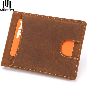 

Quenya new mens mini wallet genuine leather RFID thin male vintage wallet card holder crazy horse cow leather soft slim purses