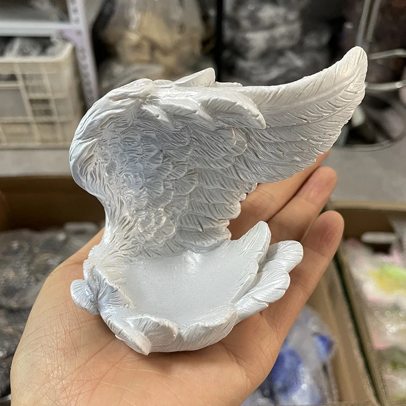 GRIRIW Crystal Ball Stand With Angel Wings - Resin Display Base For Home & Office Desktop Decoration, Creative Sphere Holder