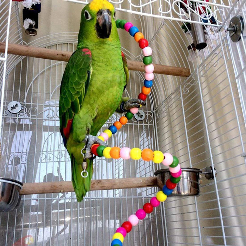 Разноцветные деревянные бусины попугай качели клетка птица спиральная лестница попугай кусается игрушка Новинка