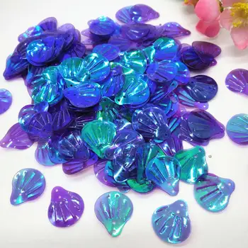 

400pcs 18mm Large Shell Sequin Loose PVC Flake for Crafts Sewing DIY Accessories Transparent Dark Purple AB
