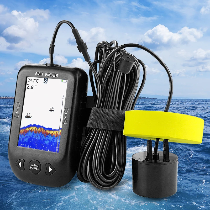  Erchang XF02 Transducer Fish Finder 100m Depth Alarm Echo Sounder LCD Colorful Screen Sonar For Fis