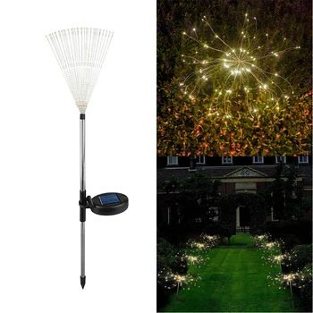 

Waterproof Solar Powered Lights 120leds Copper Wire Starburst Firework LED String Light Outdoor Christmas Holiday Decor Lights