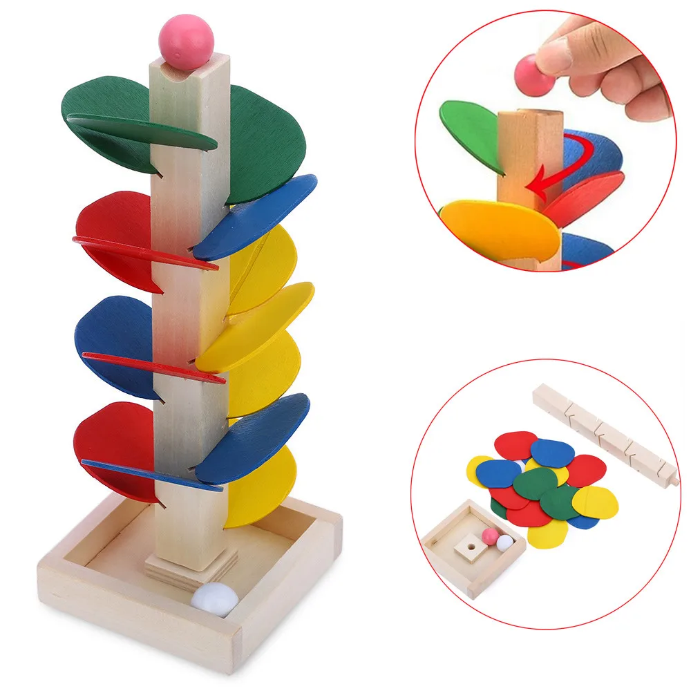 

Christmas Gift Funny Ball Run Track Game Toy Wooden DIY Mini Tree Baby Kids Education Toy
