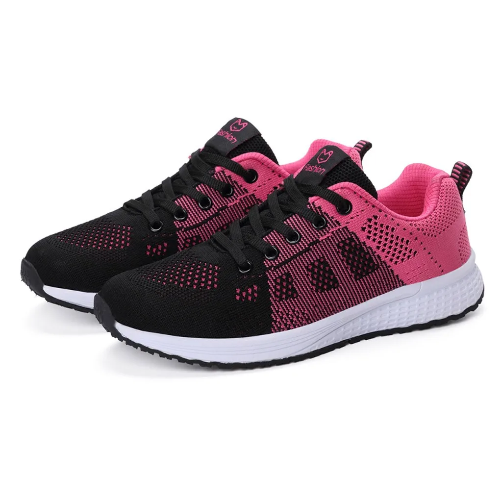 KANCOLLE Ladies Fashion Casual Simple Leisure Mesh Breathable Lace-Up Sneakers Walking Comfortable Outdoor Running Shoe 104#4